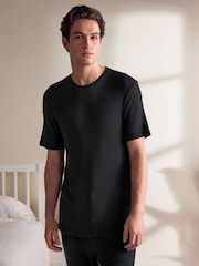Noir - Cuffed Textured TENCEL™? Modal Pyjamas Set - Image 2 de 9