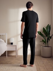 Noir - Cuffed Textured TENCEL™? Modal Pyjamas Set - Image 4 de 9