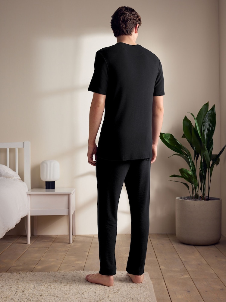 Noir - Cuffed Textured TENCEL™? Modal Pyjamas Set - Image 4 of 9