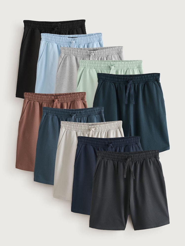 Black/Green/Blue/Multi Lightweight Joggers Shorts 10 Pack - Image 1 of 27