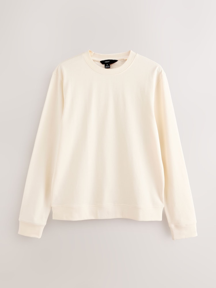 écru - Sweat-shirt léger Col rond % 100 - Image 1 of 3
