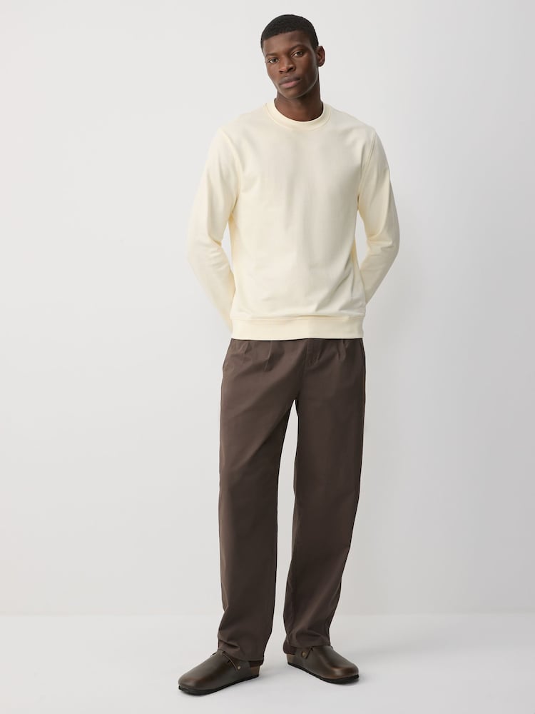 Ecru - 100% Baumwolle, leichtes Sweatshirt mit Rundhalsausschnitt - Bild 2 von 7 Ecru - 100% Baumwolle, leichtes Sweatshirt mit Rundhalsausschnitt - Bild 2 von 7