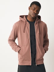 Rust Brown 100% Cotton Lightweight Zip Up Hoodie - Image 1 of 5