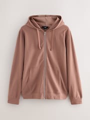 Rust Brown 100% Cotton Lightweight Zip Up Hoodie - Image 6 of 8