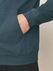 Petrol Blue Loopback Zip Up Hoodie - Image 5 of 8