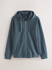 Petrol Blue Loopback Zip Up Hoodie - Image 6 of 8