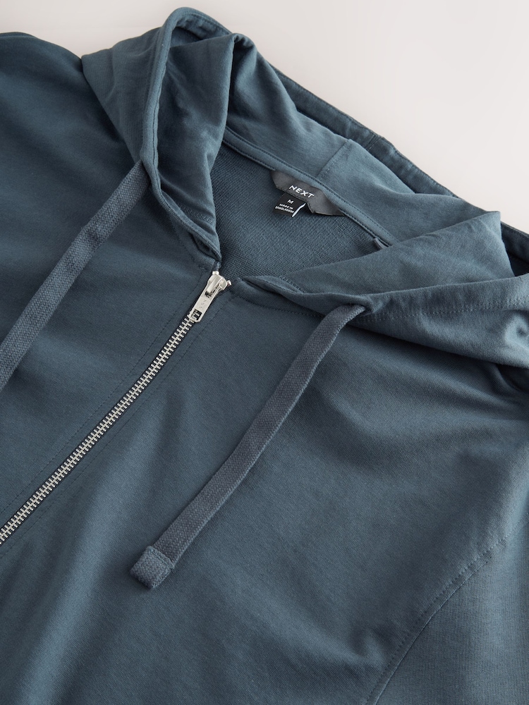 Petrol Blue Loopback Zip Up Hoodie - Image 8 of 8 Petrol Blue Loopback Zip Up Hoodie - Image 8 of 8