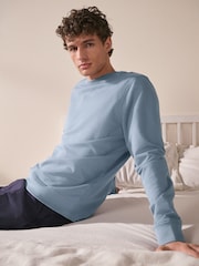 Light Blue 100% Cotton Lightweight Crew Neck Sweatshirt - Image 1 of 7