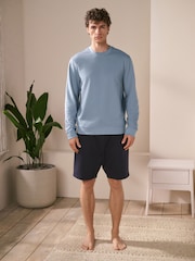 Light Blue 100% Cotton Lightweight Crew Neck Sweatshirt - Image 2 of 7