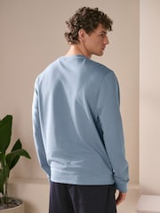 Light Blue 100% Cotton Lightweight Crew Neck Sweatshirt - Image 3 of 7
