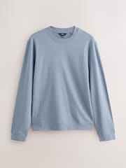 Light Blue 100% Cotton Lightweight Crew Neck Sweatshirt - Image 5 of 7