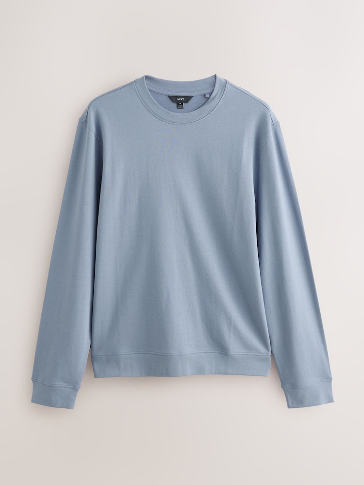 Light Blue 100% Cotton Lightweight Crew Neck Sweatshirt - Image 5 of 7