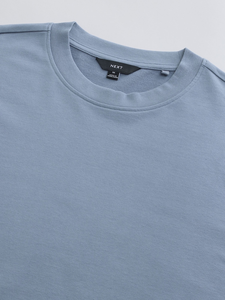 Light Blue 100% Cotton Lightweight Crew Neck Sweatshirt - Image 6 of 7