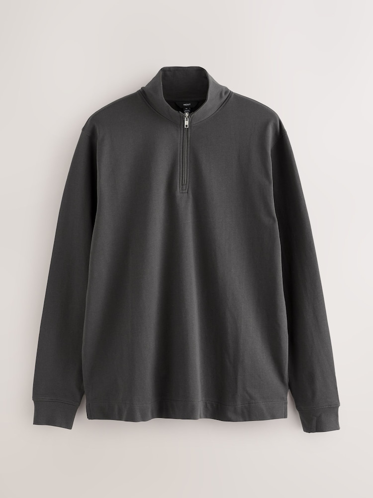 Шиферно-серый - 100% Cotton Lightweight Quarter Zip Jumper - Изображение 1 из 3