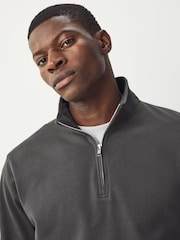 Slate Grey 100% Cotton Lightweight Quarter Zip Jumper - Image 4 of 7