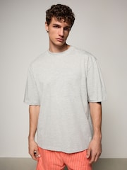 Grey/Coral Orange Edit Woven Short Pyjamas Set - Image 2 of 6