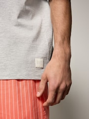 Grey/Coral Orange Edit Woven Short Pyjamas Set - Image 6 of 6