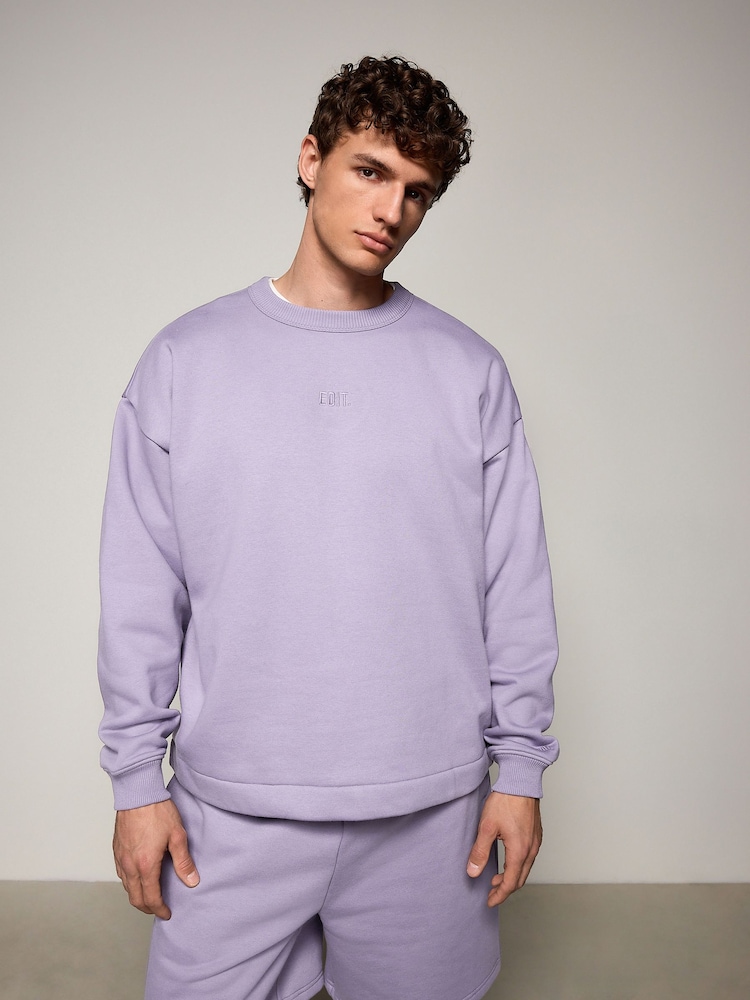 Lilac Purple EDIT Jersey Crew Neck Sweatshirt - Image 3 of 6