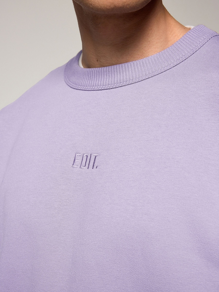 Lilac Purple EDIT Jersey Crew Neck Sweatshirt - Image 6 of 6