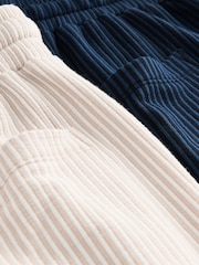 Navy Blue/Neutral Brown Jersey Seersucker Striped Pyjama Bottoms 2 Pack - Image 10 of 11