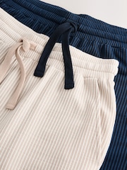 Navy Blue/Neutral Brown Jersey Seersucker Striped Pyjama Bottoms 2 Pack - Image 11 of 11