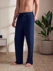 Navy Blue/Neutral Brown Jersey Seersucker Striped Pyjama Bottoms 2 Pack - Image 2 of 11