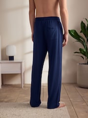 Navy Blue/Neutral Brown Jersey Seersucker Striped Pyjama Bottoms 2 Pack - Image 4 of 11