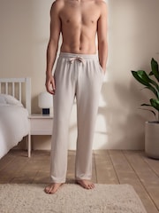 Navy Blue/Neutral Brown Jersey Seersucker Striped Pyjama Bottoms 2 Pack - Image 6 of 11