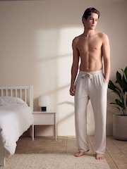 Navy Blue/Neutral Brown Jersey Seersucker Striped Pyjama Bottoms 2 Pack - Image 7 of 11