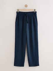 Navy Blue/Neutral Brown Jersey Seersucker Striped Pyjama Bottoms 2 Pack - Image 8 of 11
