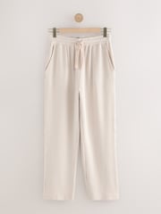 Navy Blue/Neutral Brown Jersey Seersucker Striped Pyjama Bottoms 2 Pack - Image 9 of 11