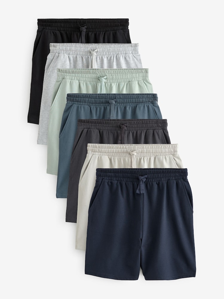 Navy Blue/Black/Sage Green Lightweight Shorts 7 Pack - Image 1 of 20