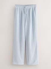 Blue Linen Cotton Blend Supersoft Pyjamas Bottoms - Image 6 of 9