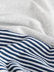 Grey/Navy Blue Jersey Supersoft Stripe Short Sleeve Pyjamas Set - Image 10 of 11