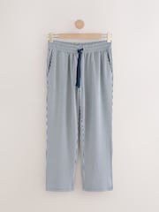 Grey/Navy Blue Jersey Supersoft Stripe Short Sleeve Pyjamas Set - Image 9 of 11