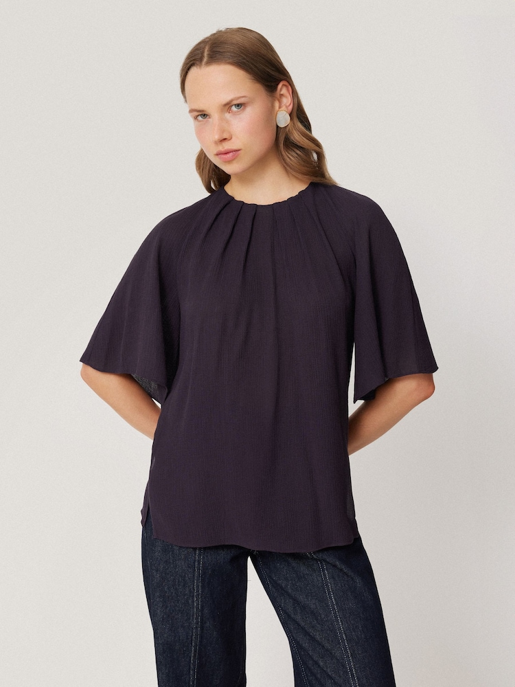 Jigsaw Purple Textured Pleat Detail Top - Image 1 of 7