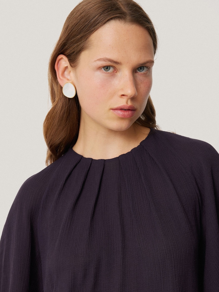 Jigsaw Purple Textured Pleat Detail Top - Image 2 of 7