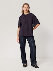 Jigsaw Purple Textured Pleat Detail Top - Image 3 of 7