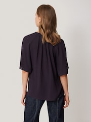 Jigsaw Purple Textured Pleat Detail Top - Image 5 of 7