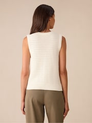 Ro&Zo Cream Knitted Scoop Neck Button Vest - Image 4 of 6