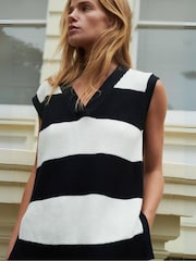 Ro&Zo Stripe Side Zip Knitted Vest - Image 1 of 7