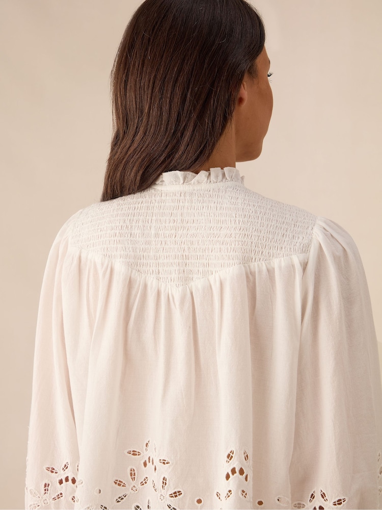 Ro&Zo White Cut-Out Broderie 100% Cotton Blouse - Image 7 of 7