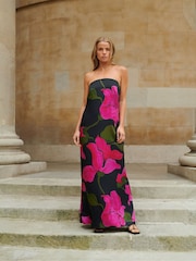 Ro&Zo Pink Kira Floral Satin Bandeau Dress - Image 4 of 8