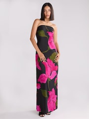 Ro&Zo Pink Kira Floral Satin Bandeau Dress - Image 5 of 8