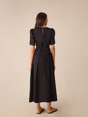 Ro&Zo Black Ro&Zo 100% Cotton Puff Sleeve Midi Black Dress - Image 7 of 7
