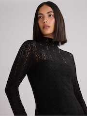 Ro&Zo Black Lace High Neck Midi Dress - Image 3 of 4