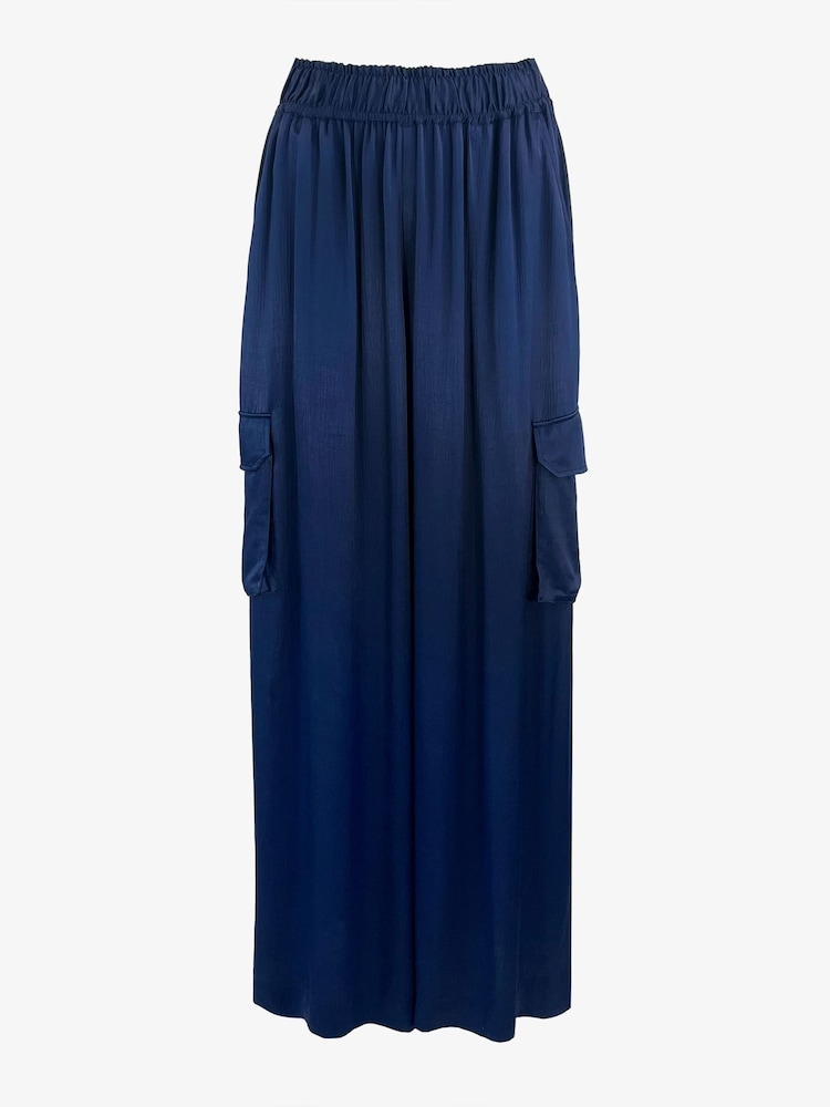 Ro&Zo Blue Satin Cargo Trousers - Image 5 of 5 Ro&Zo Blue Satin Cargo Trousers - Image 5 of 5