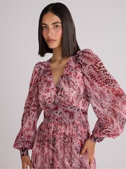 Ro&Zo Pink Snake Print Frill Detail Maxi Dress - Image 7 of 9
