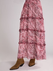 Ro&Zo Pink Snake Print Frill Detail Maxi Dress - Image 8 of 9