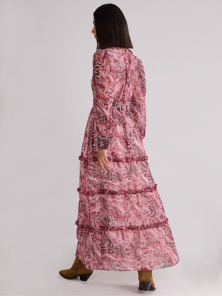 Ro&Zo Pink Snake Print Frill Detail Maxi Dress - Image 9 of 9